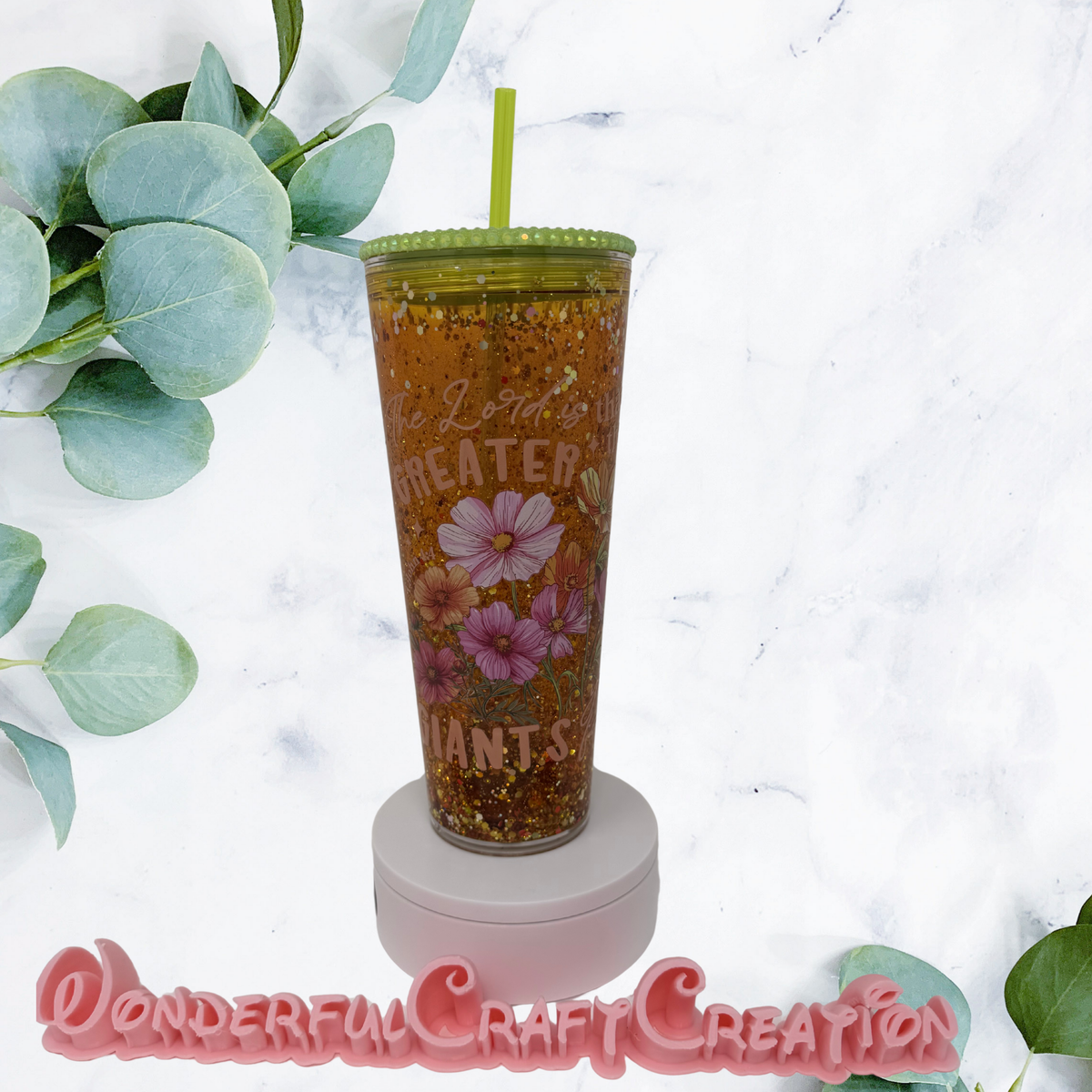 Glittered Falls Snow Globe Cup 24 oz