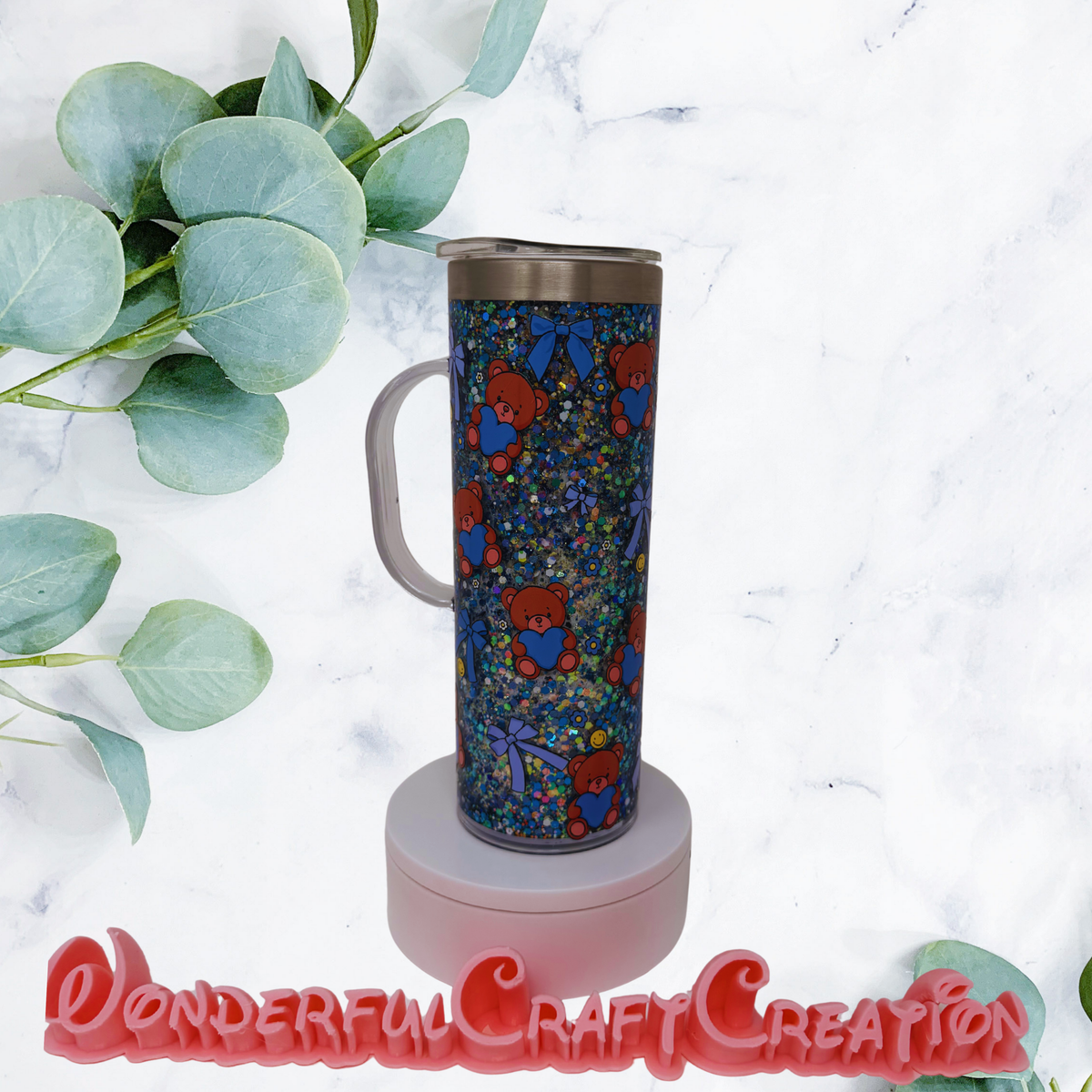 Glittered Snow Globe Stainless Steel 20 oz cup